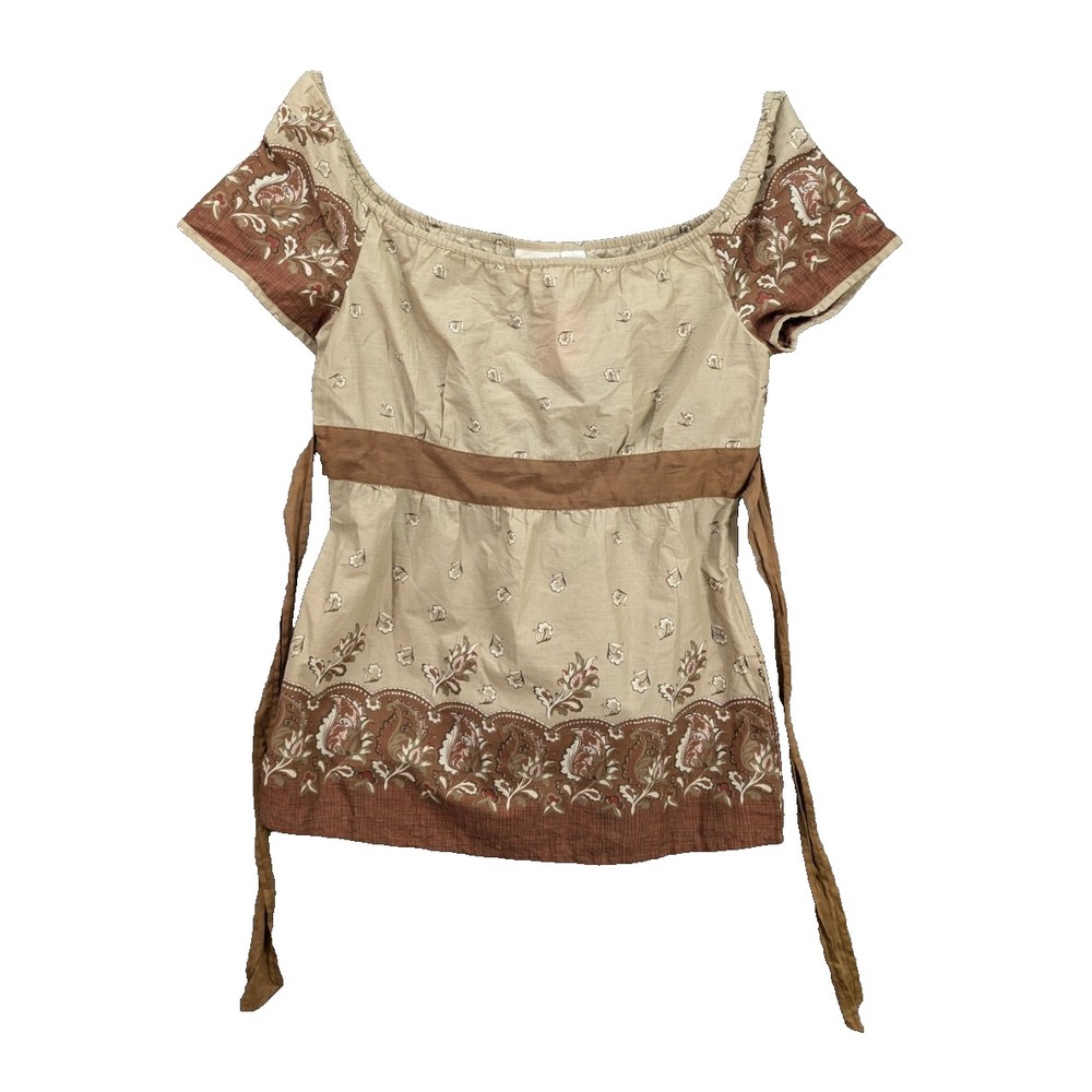 Adini Women's Top‎ Size L Tunic Boho Retro Boat Neck Cotton Made In India NWT